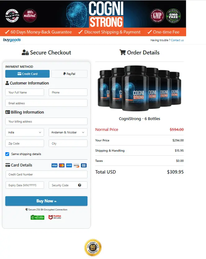 Cognistrong Order Page